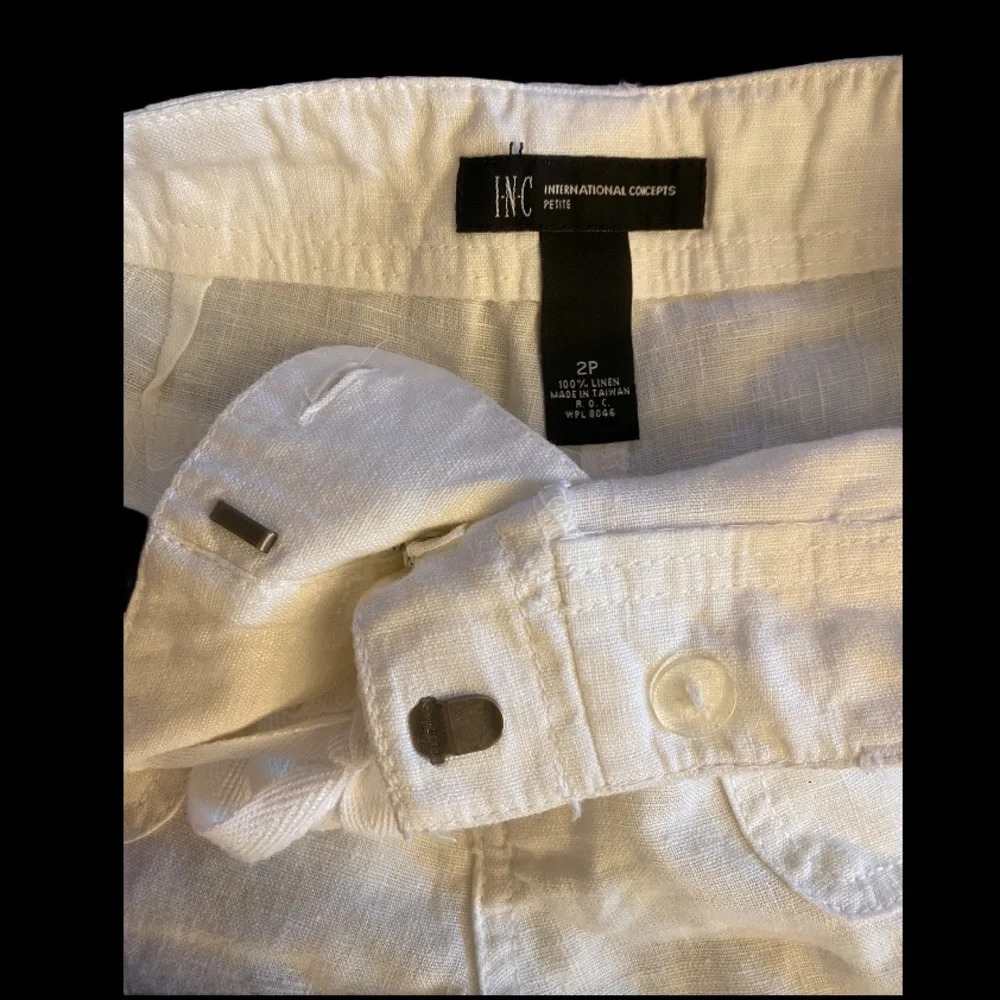 INC White Rhinestone Linen Shorts - Picture 4 of 9